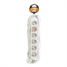 Solight Predlžovací kábel 230V/10A - 5m, 6 zásuviek, 3 x 1mm, IP20, biely