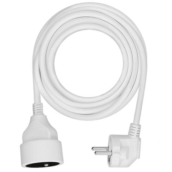 Solight Predlžovací kábel 230V/10A - 5m, 1 zásuvka, 3 x 1mm, IP20, biely