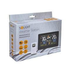 Solight Bezdrôtová meteostanica, extra veľký farebný LCD, teplota, vlhkosť, tlak, RCC, USB, čierna