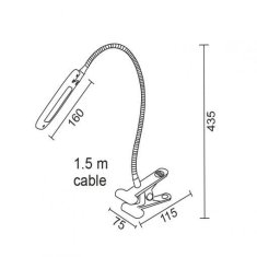 ACA Lightning LED stolný lampička s vypínačom a klipom BAZ 5W/230V/4000K/340Lm/120°/IP20, sivá