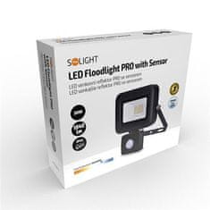 Solight LED reflektor PRO 20W/230V/1700Lm/5000K/120°/IP44, čierny so senzorom