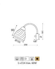 ACA Nástenné svietidlo BYRON max. 60W/E14/230V/IP20