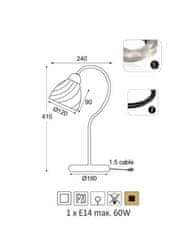 ACA Stolová lampička BYRON max. 60W/E14/230V/IP20