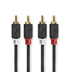 Nedis Stereo audio kábel, 2x RCA konektor - 2x RCA konektor, pozlátené, 5m