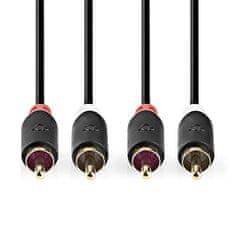 Nedis Stereo audio kábel, 2x RCA konektor - 2x RCA konektor, pozlátené, 5m