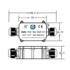 Solight Vodeodolná prepojovacia krabička IP68, 5-9/9-12mm, max 2,5mm2