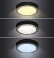 Solight LED mini panel CCT, prisadený, 24W, 1800lm, 3000K, 4000K, 6000K, okrúhly čierny