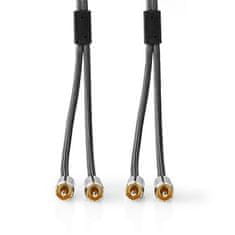 Nedis Stereo audio kábel, 2x RCA konektor - 2x RCA konektor, pozlátené, 2m