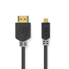 Nedis HDMI kábel s Ethernetom, HDMI 1.4 A konektor - HDMI micro konektor, 2m