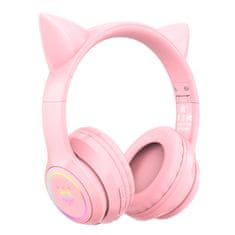 Onikuma B90 RGB Cat Ear Bluetooth Wireless Gaming Headset Pink