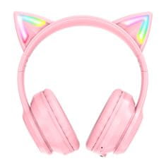 Onikuma B90 RGB Cat Ear Bluetooth Wireless Gaming Headset Pink