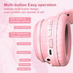 Onikuma B90 RGB Cat Ear Bluetooth Wireless Gaming Headset Pink