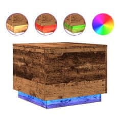 Petromila vidaXL Konferenčný stolík s LED svetlami staré drevo 50x50x40 cm