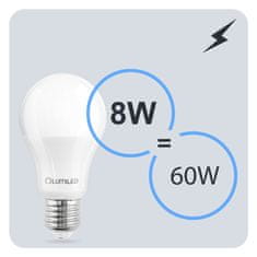 LUMILED 6x LED žiarovka E27 A60 8W = 60W 806lm 6500K Studená biela 260°