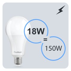 LUMILED 6x LED žiarovka E27 A70 18W = 150W 2421lm 6500K Studená biela 260°