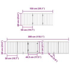 Vidaxl Brána pre psa s dverami skladacia 15panely 750cm topoľové drevo