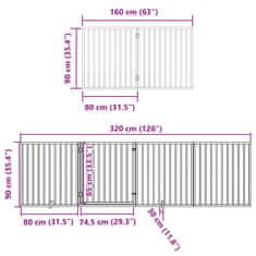 Vidaxl Brána pre psa s dverami sklad. 8 panelov 640 cm topoľové drevo