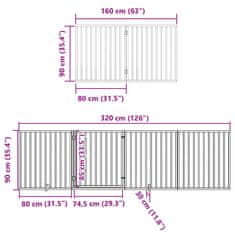 Vidaxl Brána pre psa s dverami sklad. 10 panelov 800 cm topoľové drevo