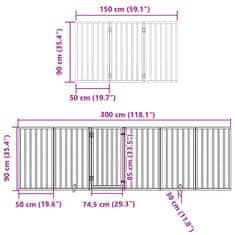 Vidaxl Brána pre psa s dverami sklad. 12pan.biela 600cm topoľové drevo