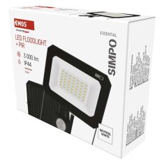 EMOS EMOS LED reflektor SIMPO s pohybovým čidlom, 30 W, čierny, neutrálna biela ZS2333