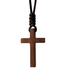 IZMAEL Náhrdelník Wood Cross-Hnedá KP34253