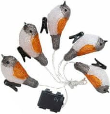 Reťaz MagicHome Vianoce A Bird, 25x LED, IP44, 3xAA, osvetlenie, 5 vtáčikov