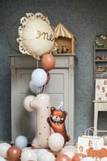 PartyDeco Fóliový balón číslo so stojanom 1 s Mackom 81cm