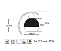 ACA Nástenné svietidlo ALIEN max. 60W/E27/230V/IP20, farba chrómu