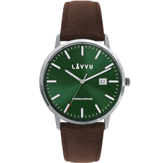 LAVVU Zelené zafírové sklo pánske hodinky Copenhagen Titanium Green