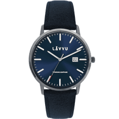 LAVVU Modré zafírové sklo pánske hodinky Copenhagen Titanium Blue