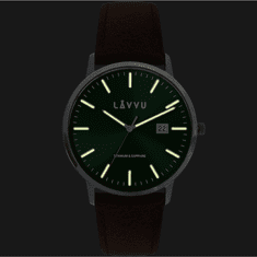 LAVVU Zelené zafírové sklo pánske hodinky Copenhagen Titanium Green