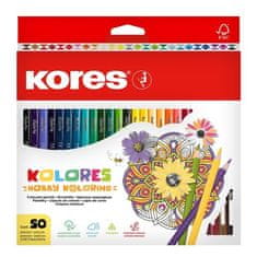 KORES Pastelky Kolores Mandalas, trojhran., 50 farieb