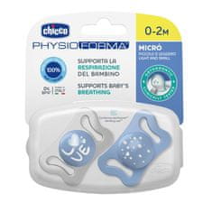 Chicco Cumlík Physio Micro silikónový 0-2m chlapec 2 ks