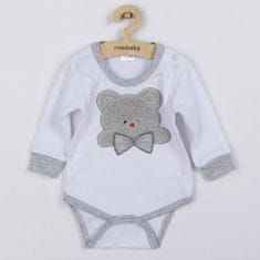 NEW BABY Luxusné dojčenské body s dlhým rukávom Honey Bear s 3D aplikáciou 68 (4-6m) Biela