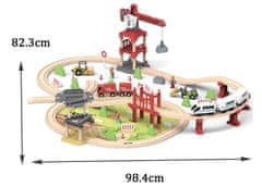 Derrson drevená vláčikodráha na stavbe so žeriavom 104 dielov