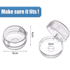 Netscroll Detský bezpečnostný kryt na gombík sporáka (2 ks), ochrana v kuchyni, zabraňuje náhodnému otočeniu, z odolného priehľadného plastu, jednoduchá montáž, vhodné pre väčšinu sporákov, StoveKnob