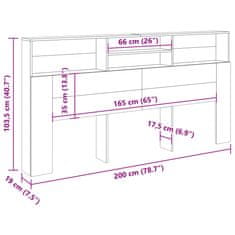 Vidaxl Skrinka na čelo postele staré drevo 200x19x103,5 cm komp. drevo