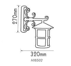 ACA Lightning Vonkajší nástenný lampáš HI6502 max. 100W/E27/IP45, hnedá