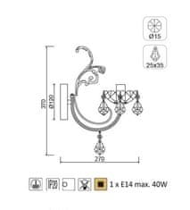 ACA Nástenné svietidlo FABERGE max. 40W/E14/230V/IP20