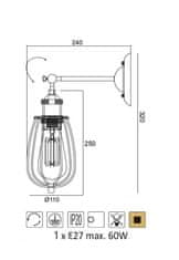 ACA Nástenné svietidlo SOTIS max. 60W/E27/230V/IP20