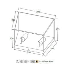 ACA Nástenné svietidlo PISSARO max. 2x60W/230V/E27/IP20