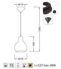 ACA Závesné stropné svietidlo BLOOM max. 40W/E27/230V/IP20, farba jantáru