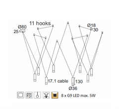 ACA Závesné svietidlo TERES max. 8x5W/G9/230V/IP20