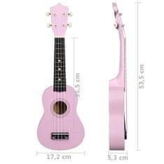 Vidaxl Sopránové ukulele s taškou pre deti ružové 21"