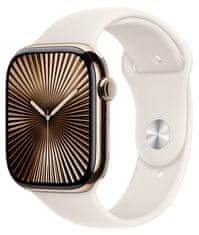 Apple Watch Series 10 GPS + Cellular 46mm, Gold Titanium Case, Starlight Sport Band - M/L (MWYY3QC/A)