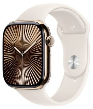 Chytré hodinky Apple Watch Series 10 gps Apple Pay Retina displej voděodolnost WR50 pro plavání detekce autonehody nové funkce fáze spánku SOS volání krytí proti prachu akcelerometr GPS stále zapnutý EKG monitorování tepu srdeční činnosti volání notifikace NFC platby Apple Pay hluk App Store Senzor pro snímání okysličení krve měření fyzické kondice VO2 max ovládání dvojitým poklepáním