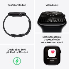 Apple Watch Series 10 GPS + Cellular 42mm, Silver Aluminium Case, Denim Sport Band - S/M (MWX33QC/A)