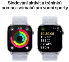 Apple Watch Series 10 GPS + Cellular 42mm, Silver Aluminium Case, Blue Cloud Sport Loop (MWX53QC/A)