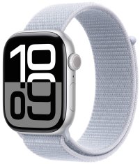 Apple Watch Series 10 GPS + Cellular 42mm, Silver Aluminium Case, Blue Cloud Sport Loop (MWX53QC/A)