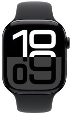 Apple Watch Series 10 GPS + Cellular 42mm, Jet Black Aluminium Case, Black Sport Band - S/M (MWX63QC/A)